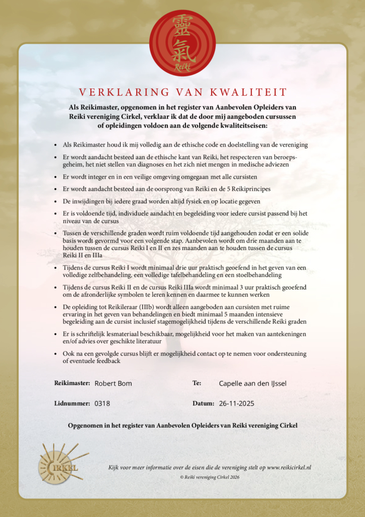 Certificaat Aanbevolen opleider